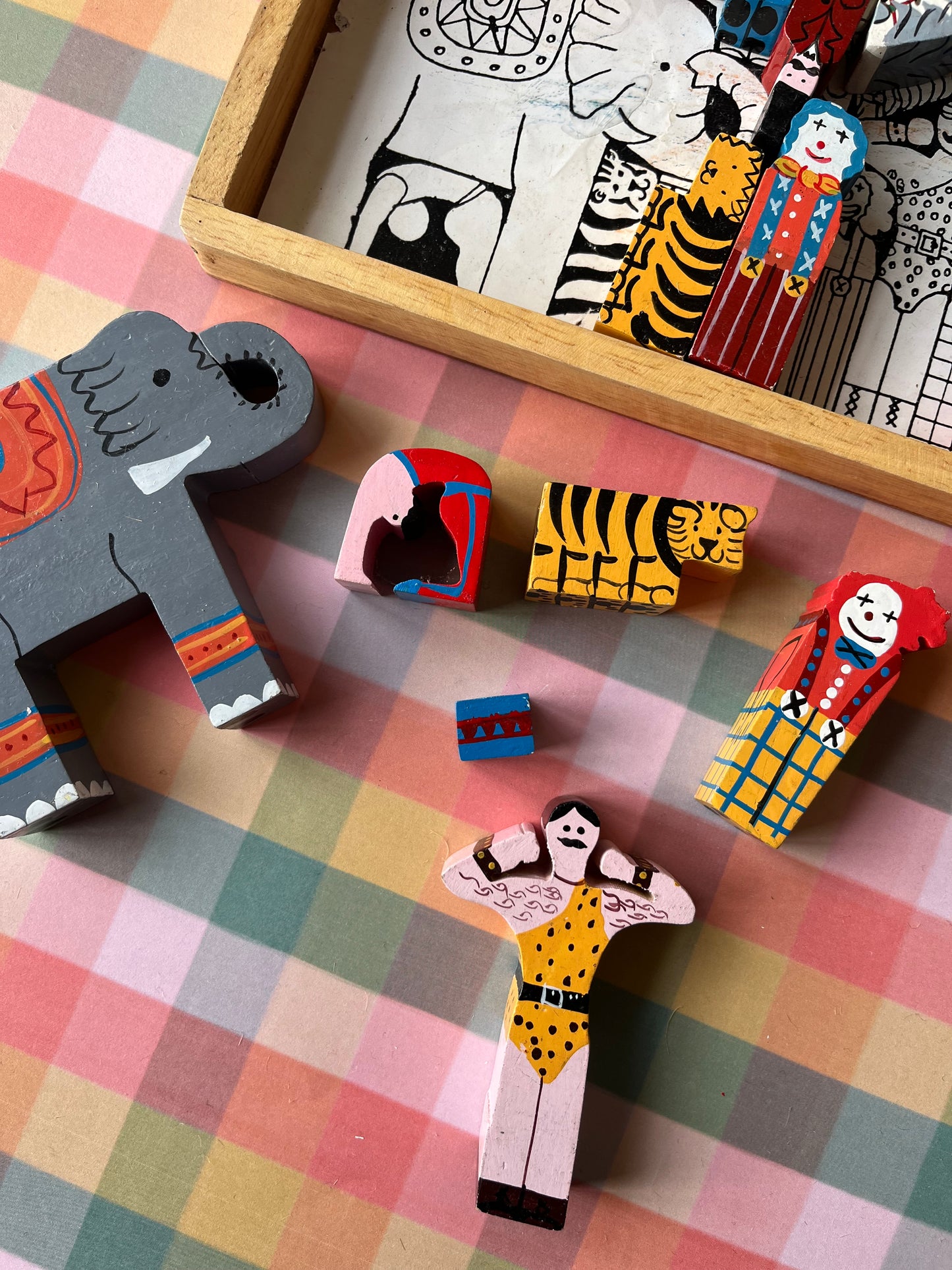 Vintage wooden circus puzzle
