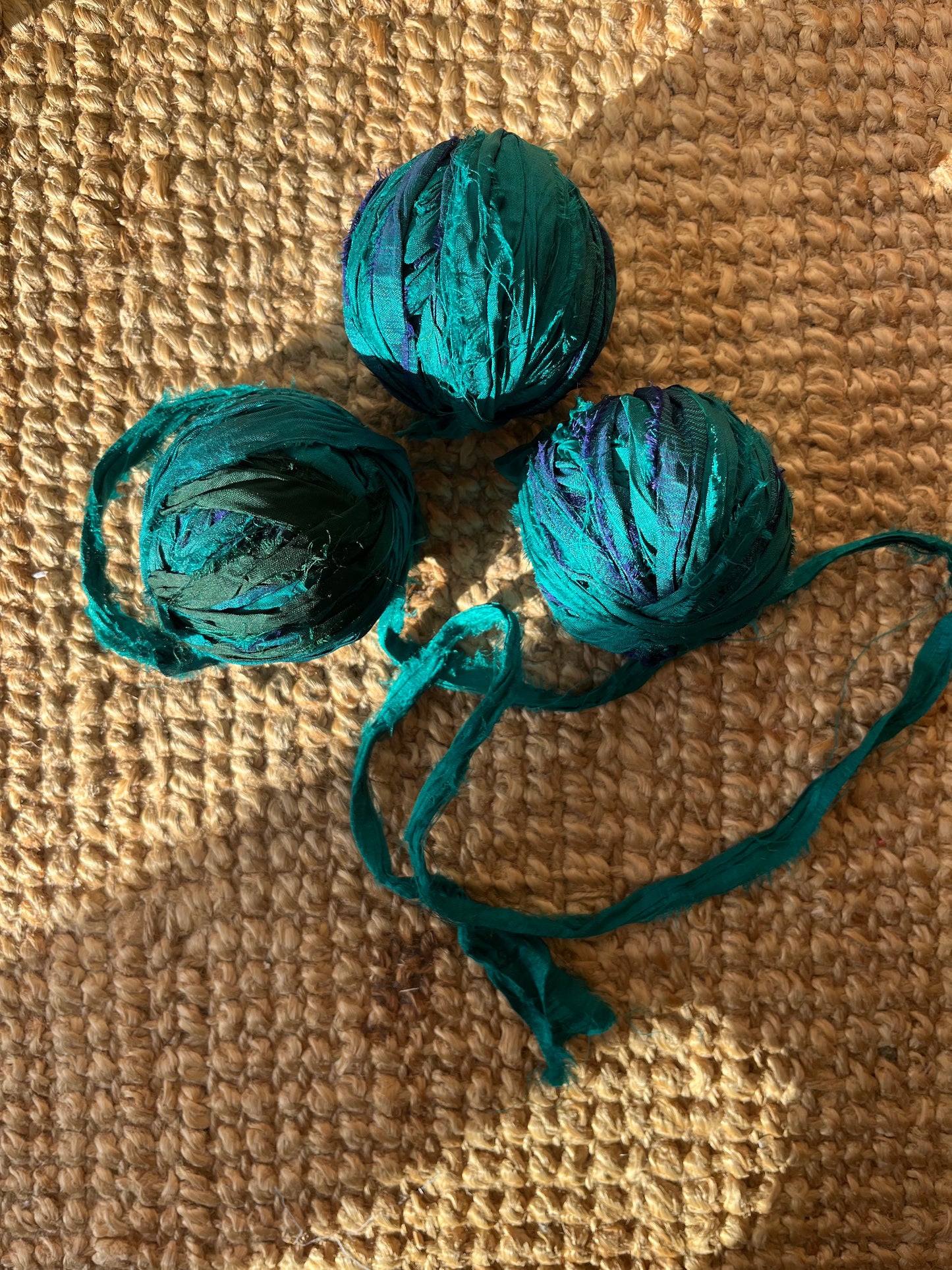 Recycled silk ribbon - Pine