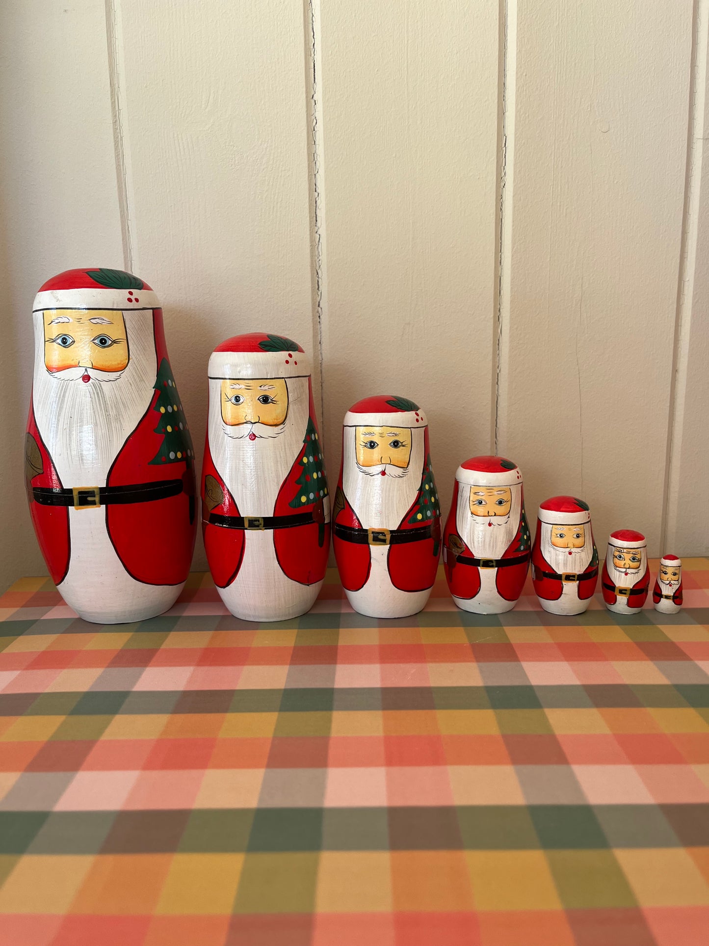 Large 7 piece Matryoshka Santa Dolls