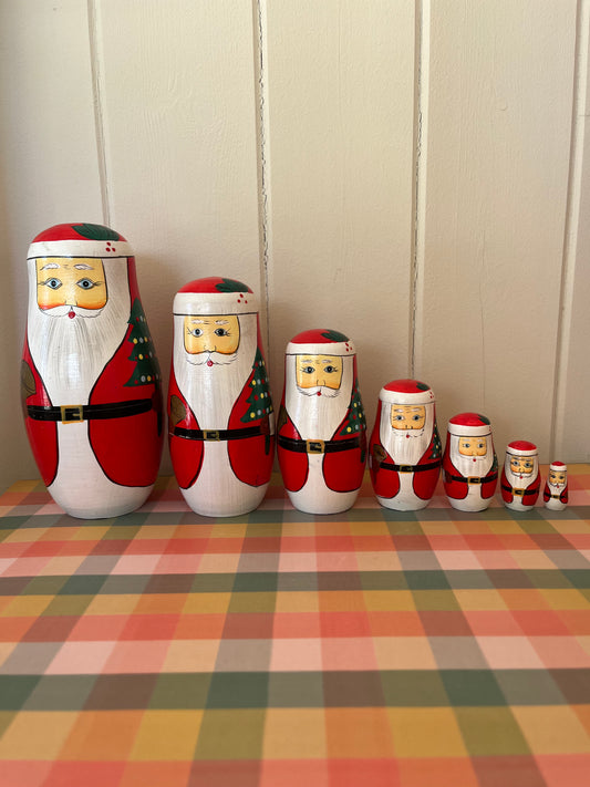 Large 7 piece Matryoshka Santa Dolls