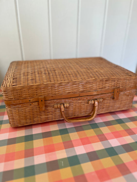 Vintage wicker suitcase