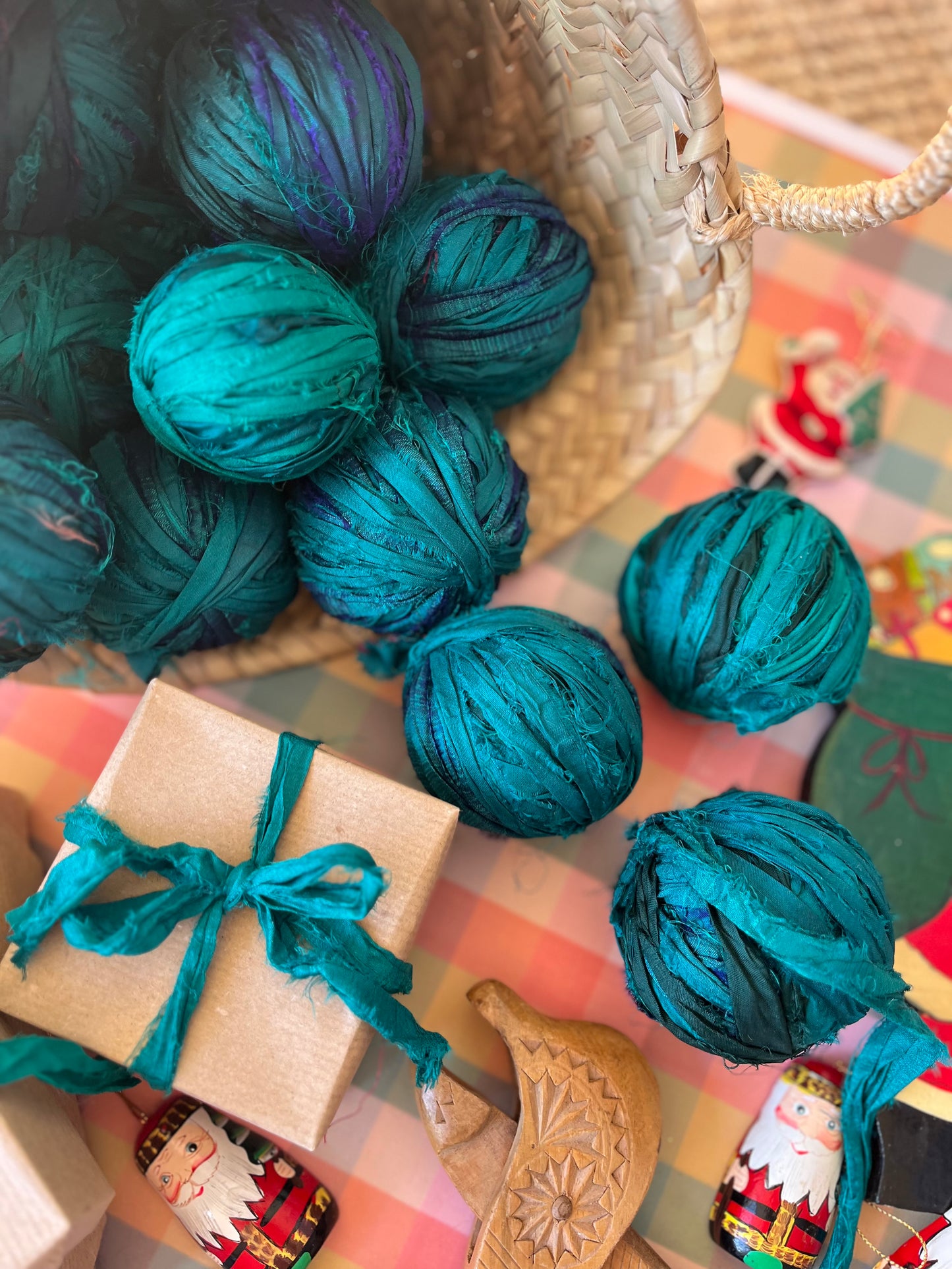 Recycled silk ribbon - Pine