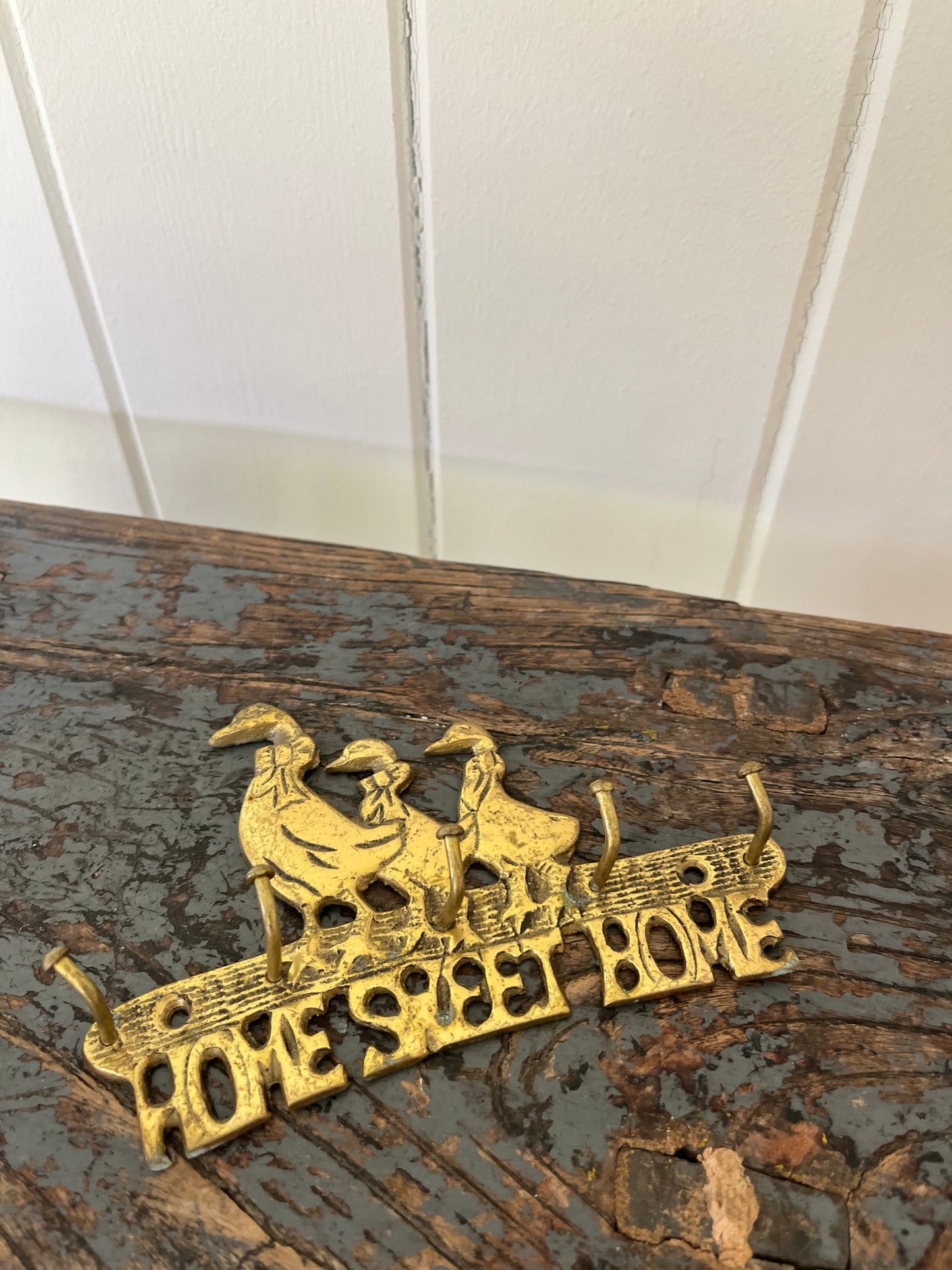 Vintage Home Sweet Home brass hooks