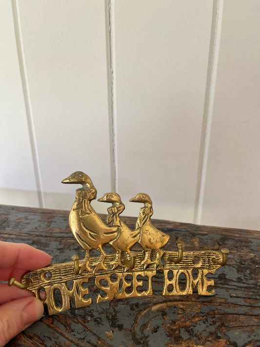 Vintage Home Sweet Home brass hooks