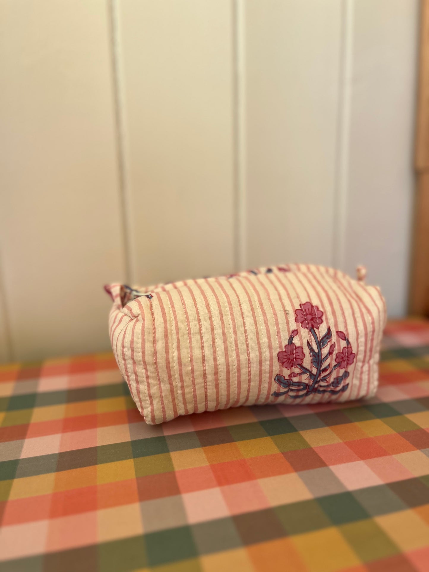 Hand block printed toiletry bags