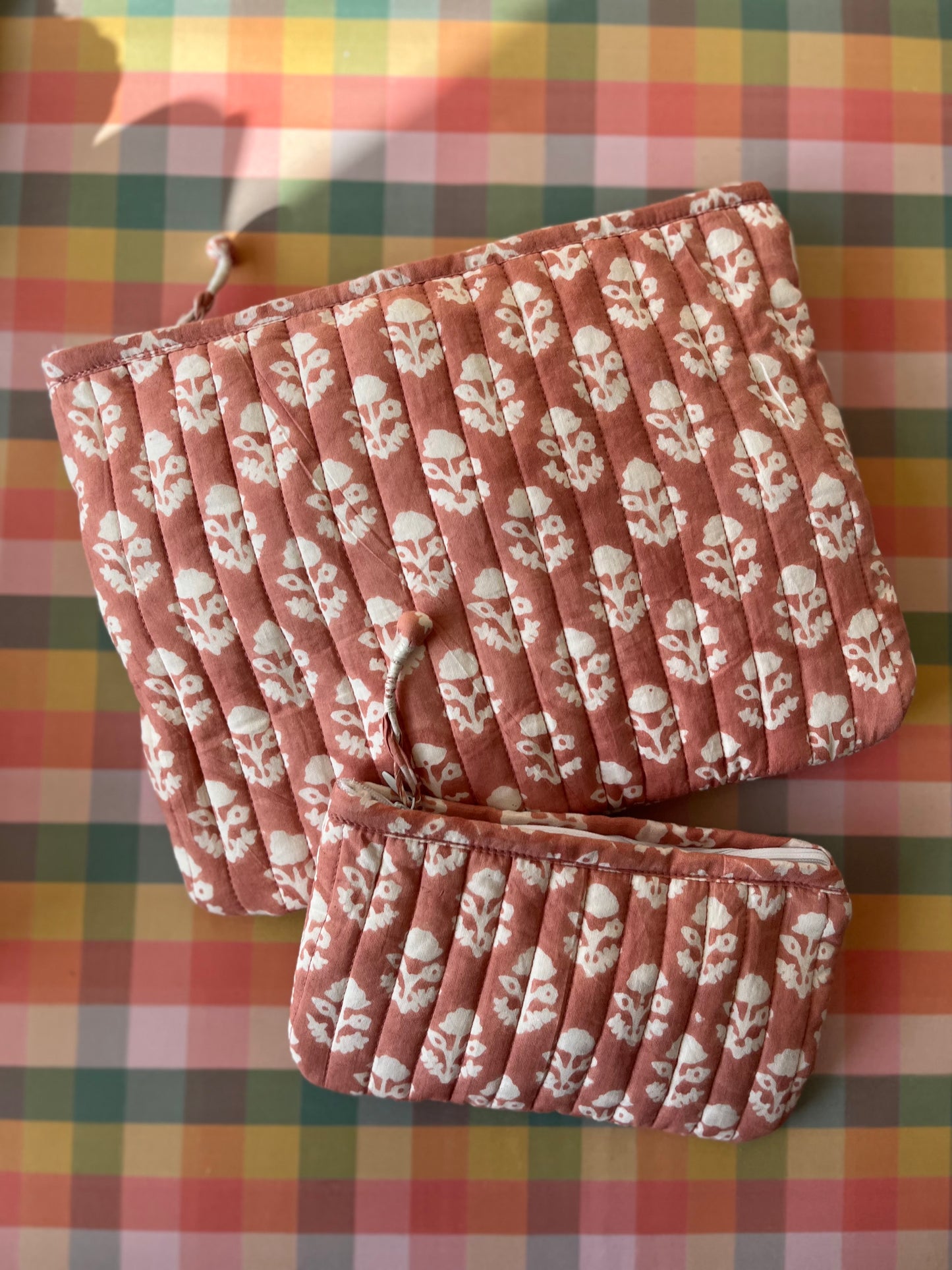 Hand block-printed small cotton pouch