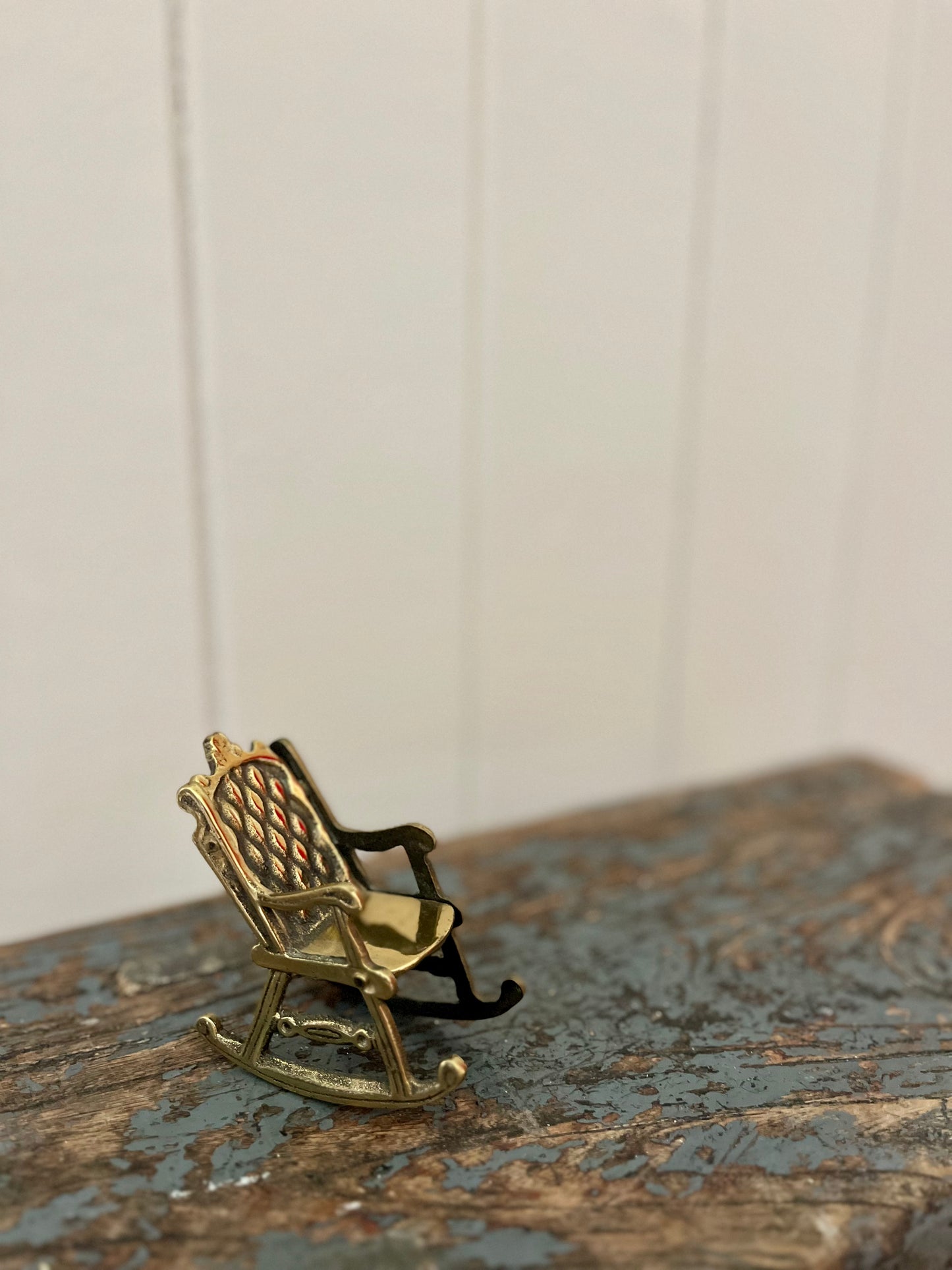Vintage brass miniature rocking chair