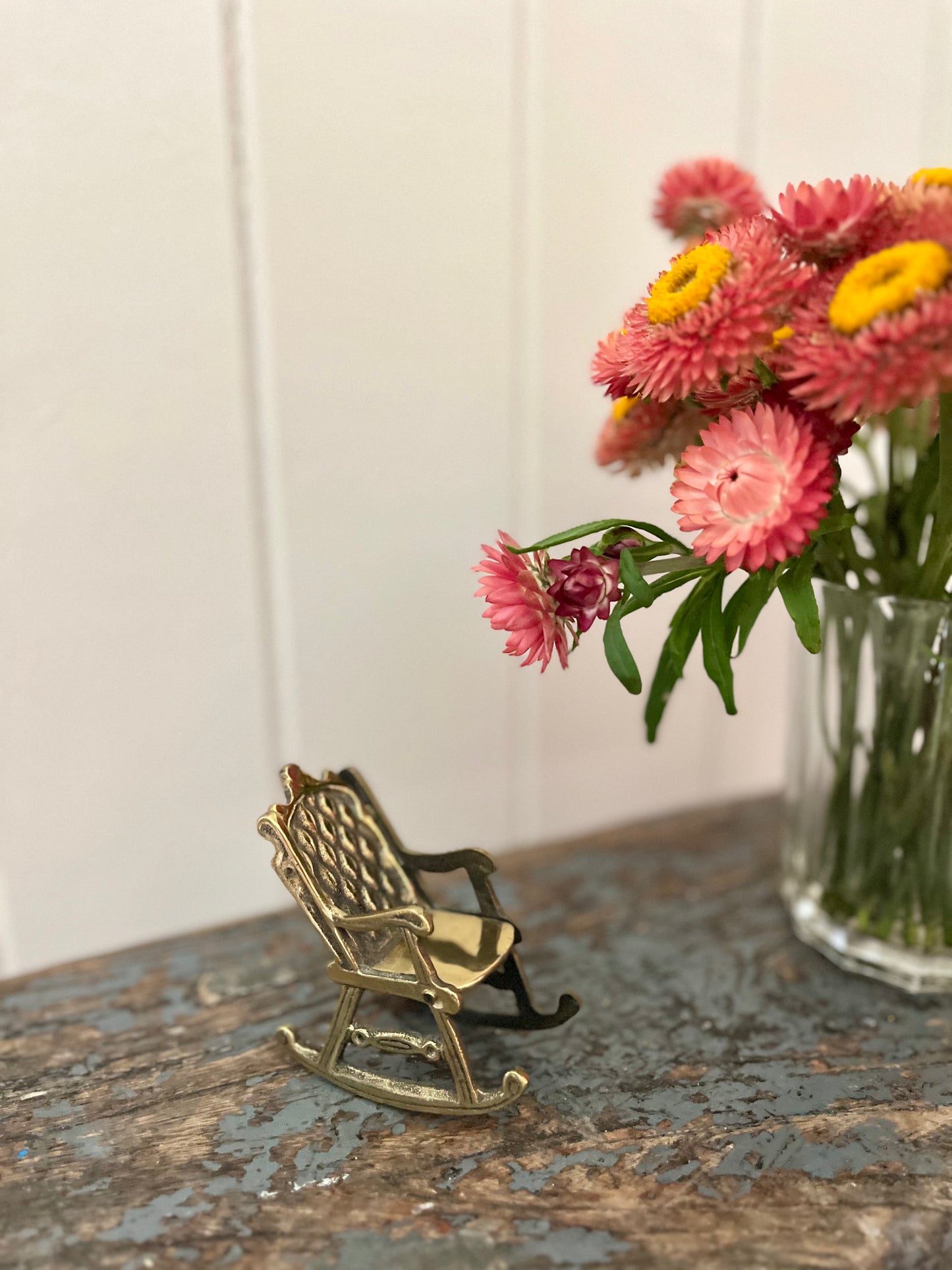 Vintage brass miniature rocking chair