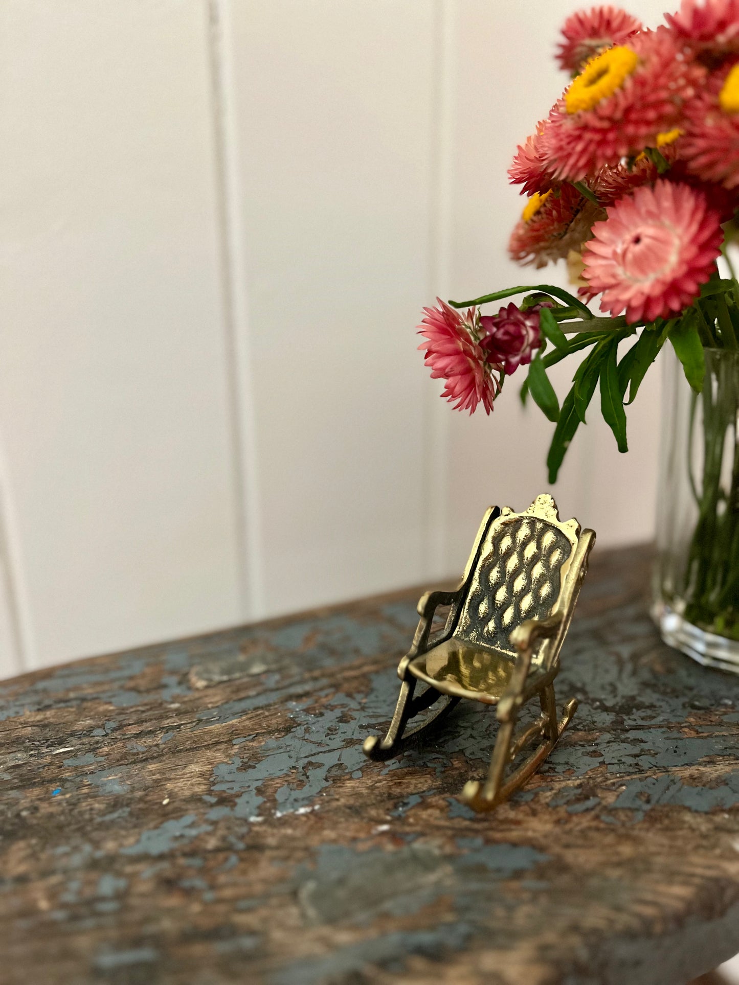 Vintage brass miniature rocking chair
