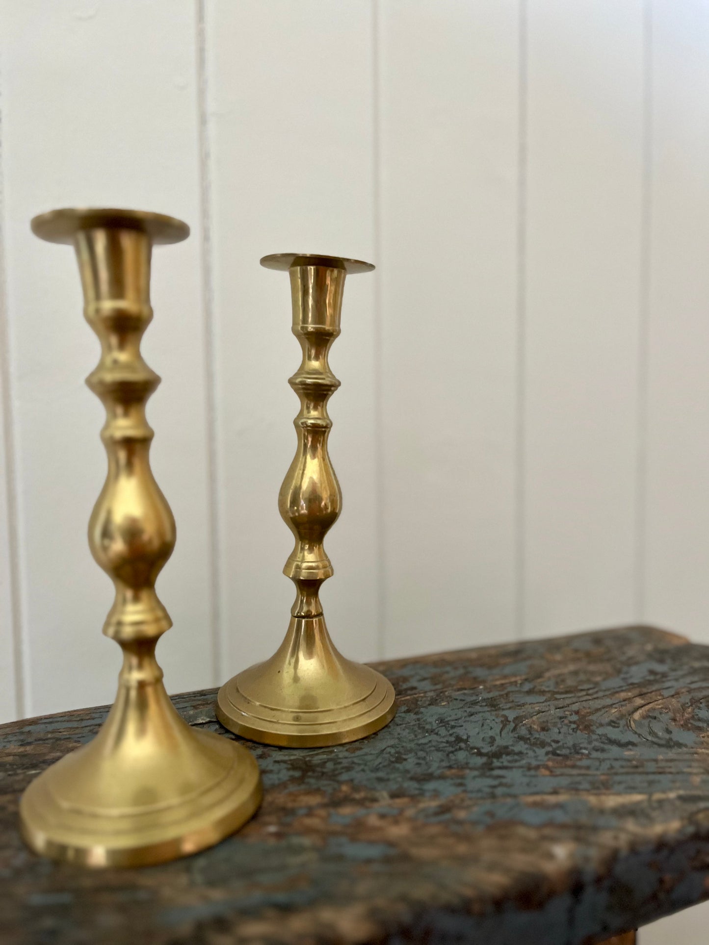 Pair of brass candlestick holders