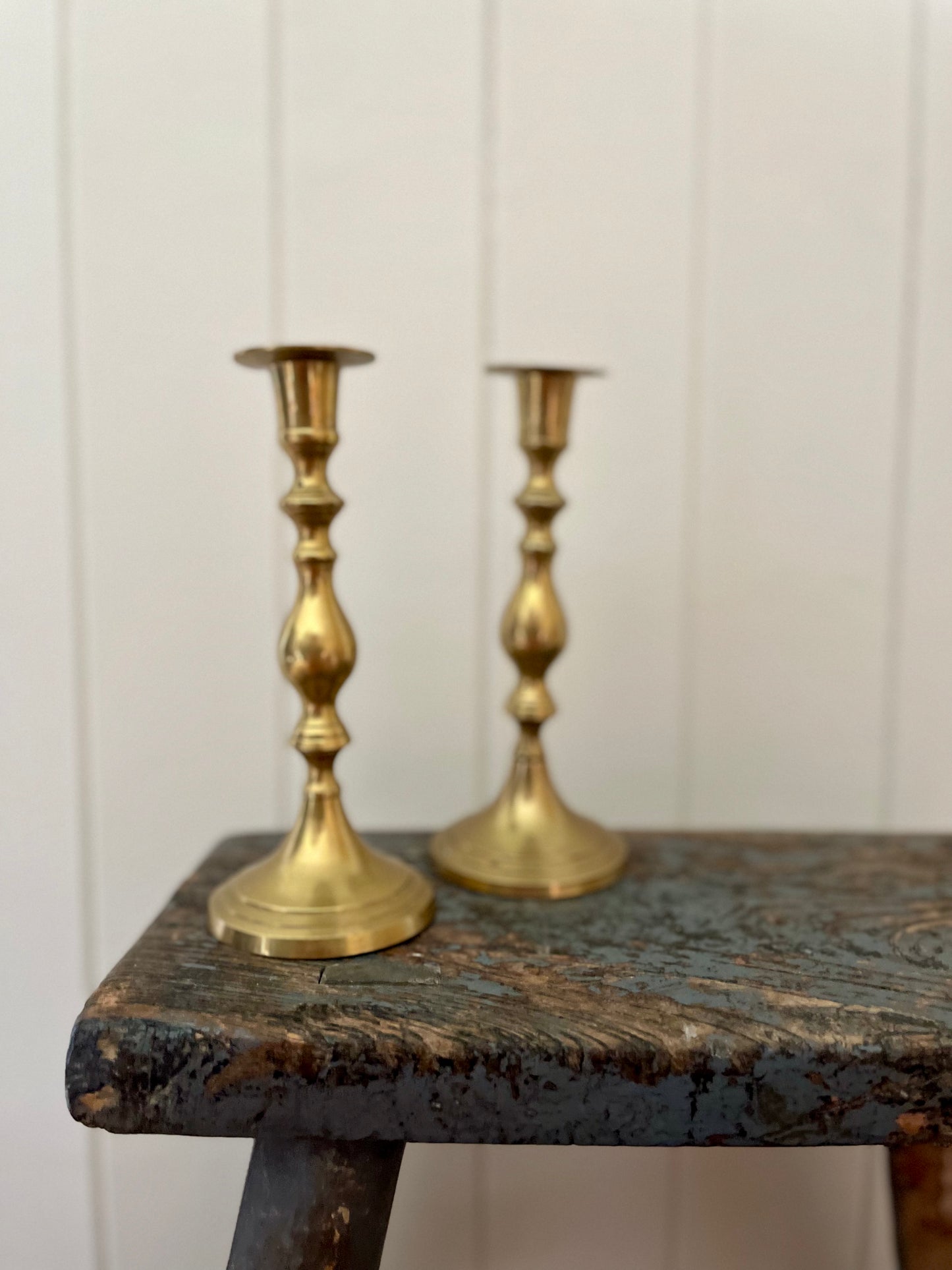 Pair of brass candlestick holders