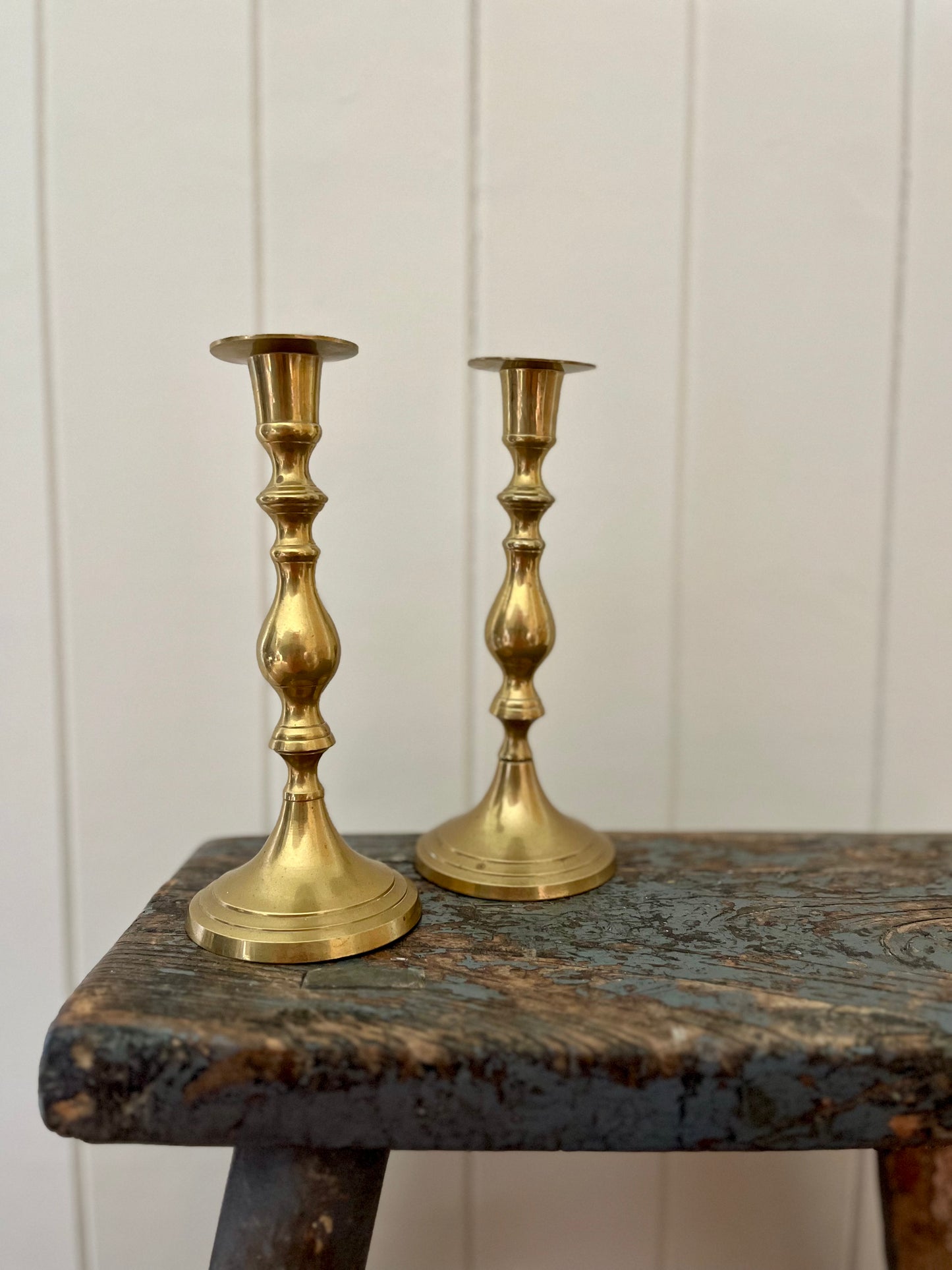 Pair of brass candlestick holders