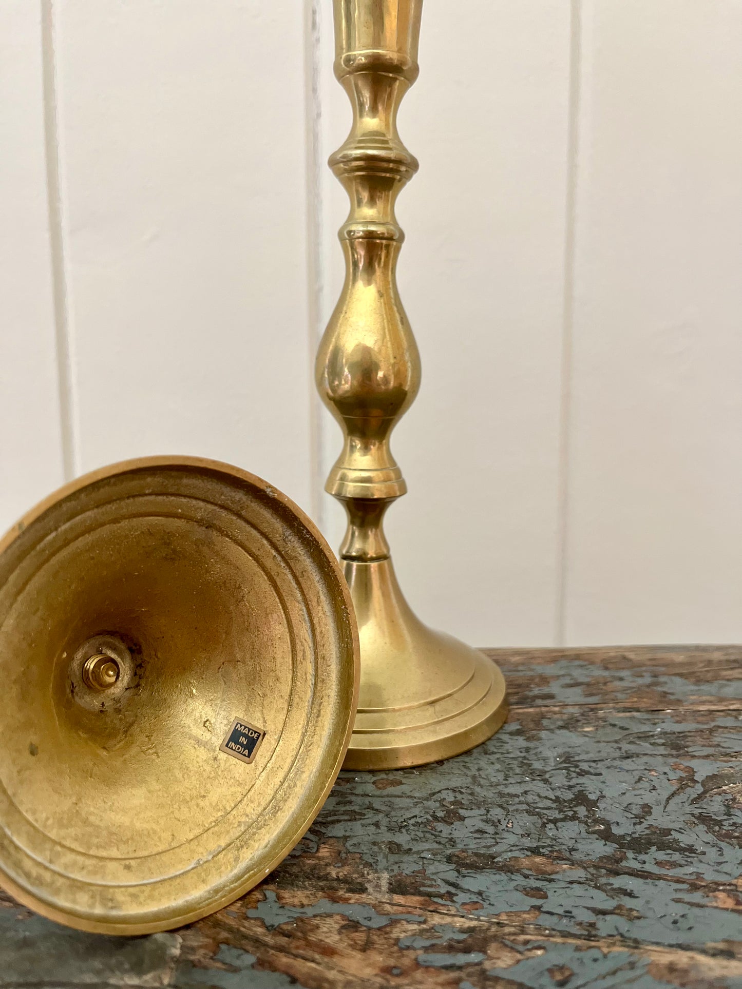 Pair of brass candlestick holders