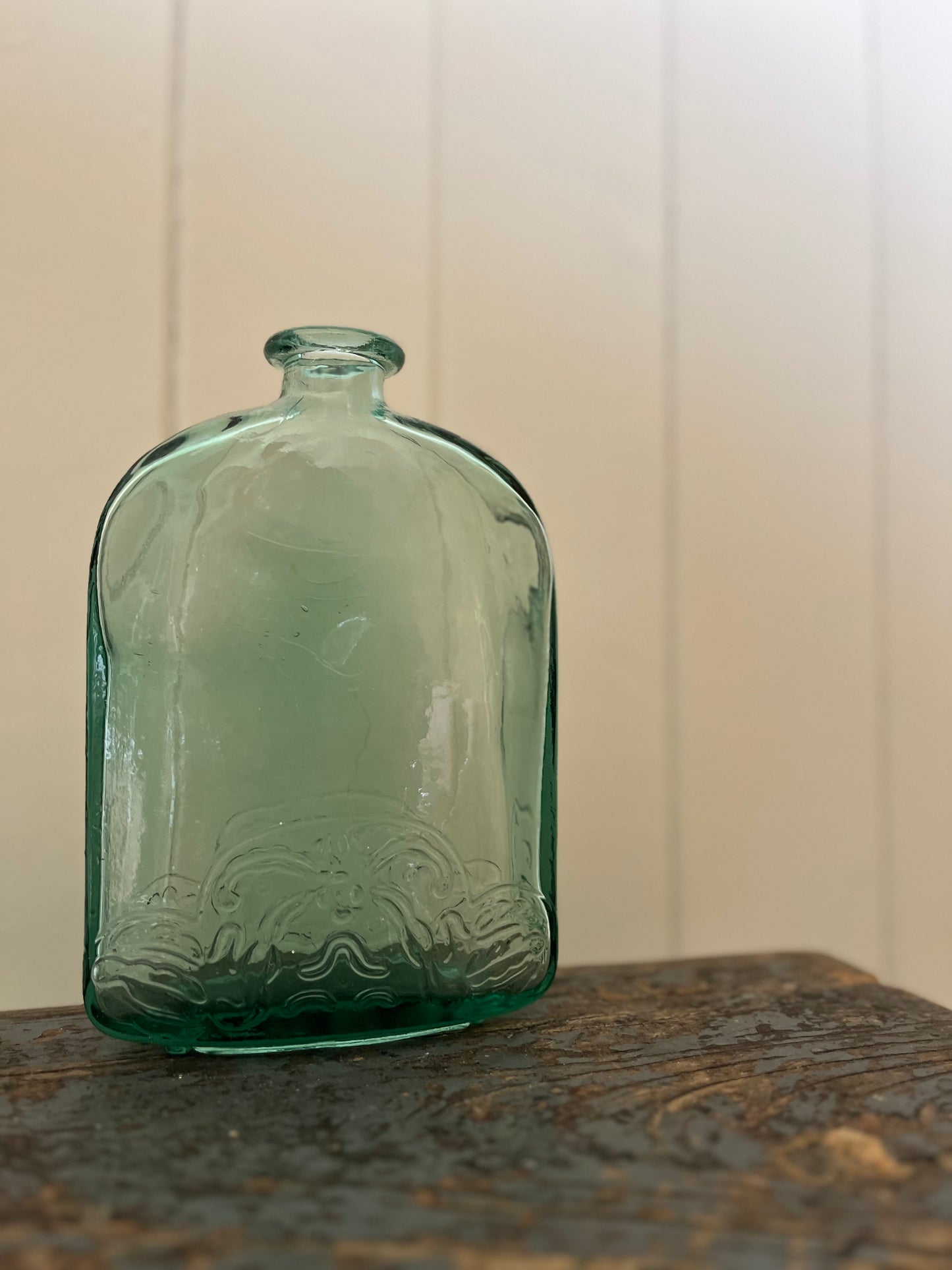 Large vintage thick cut glass bottle