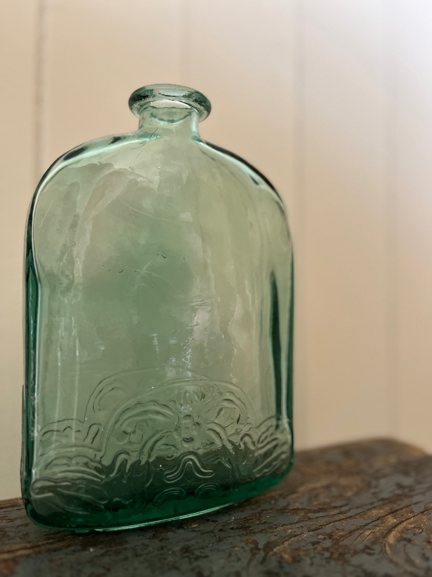 Large vintage thick cut glass bottle