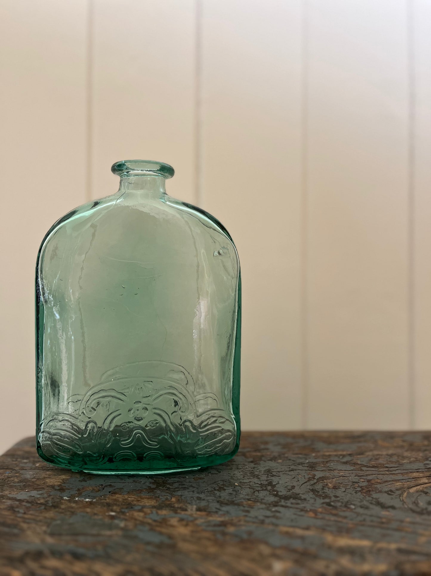 Large vintage thick cut glass bottle