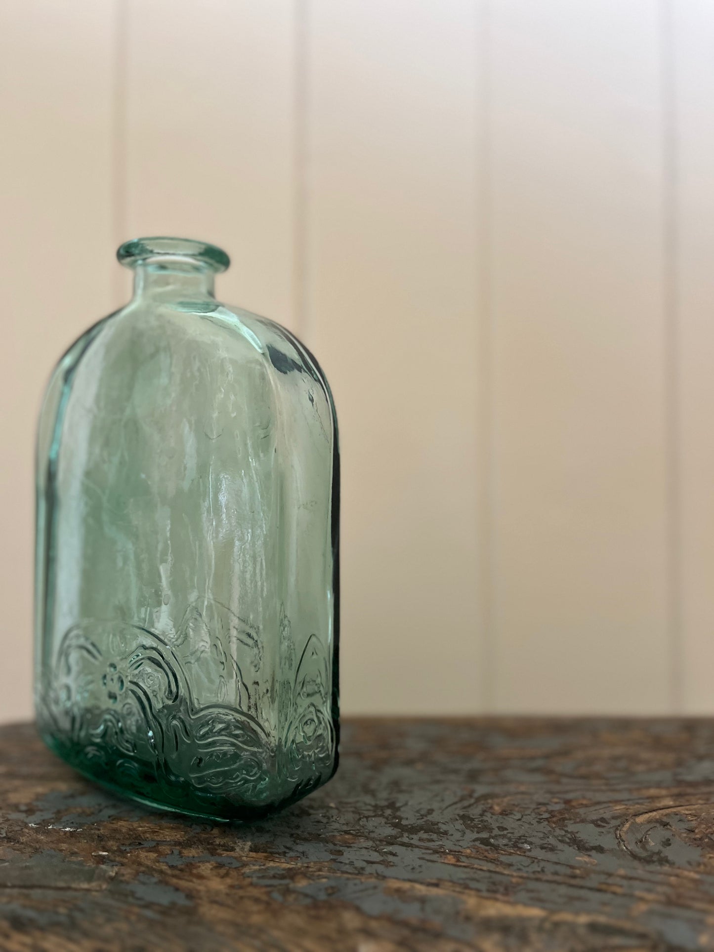 Large vintage thick cut glass bottle