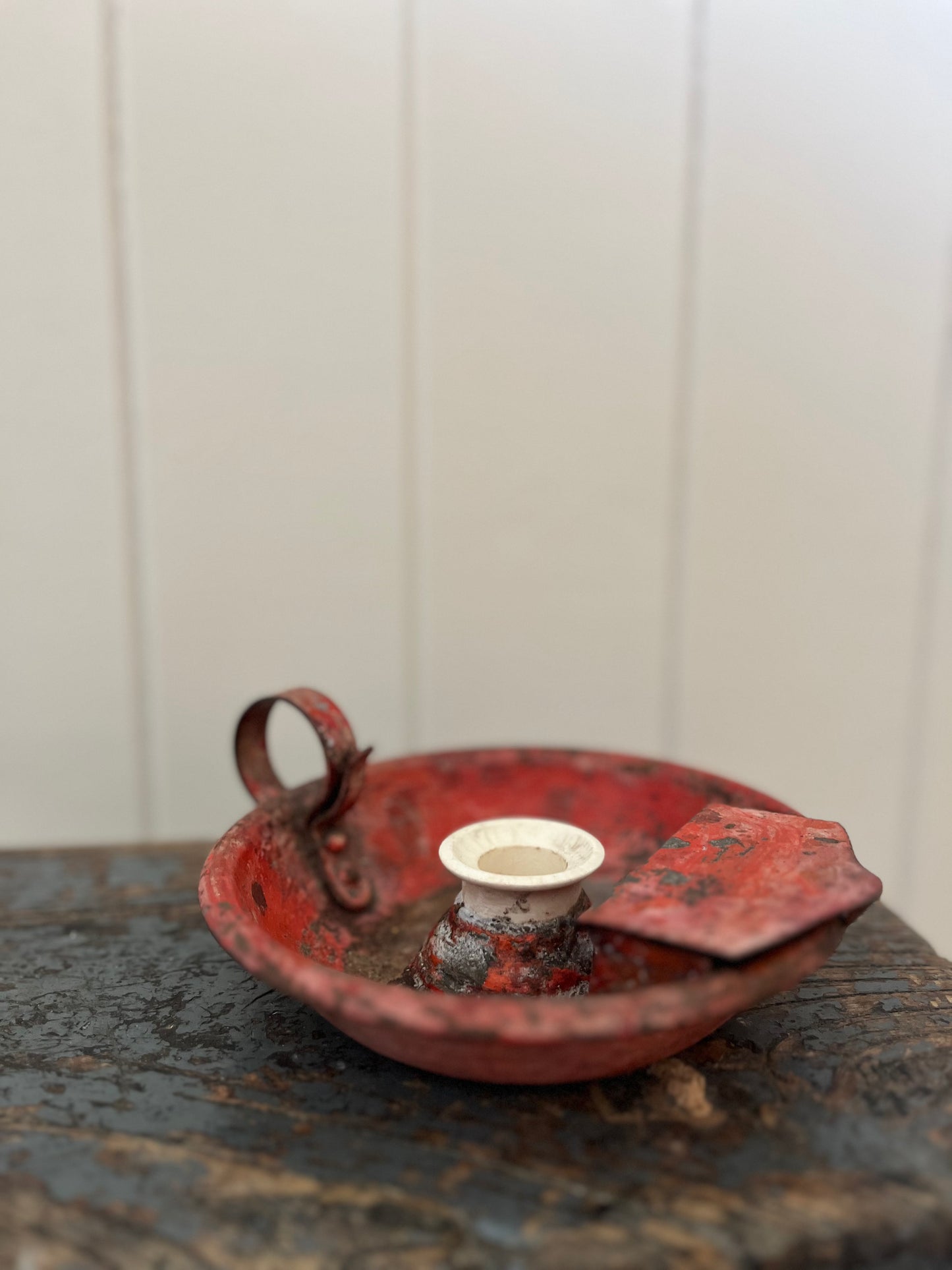 Vintage red candlestick holder