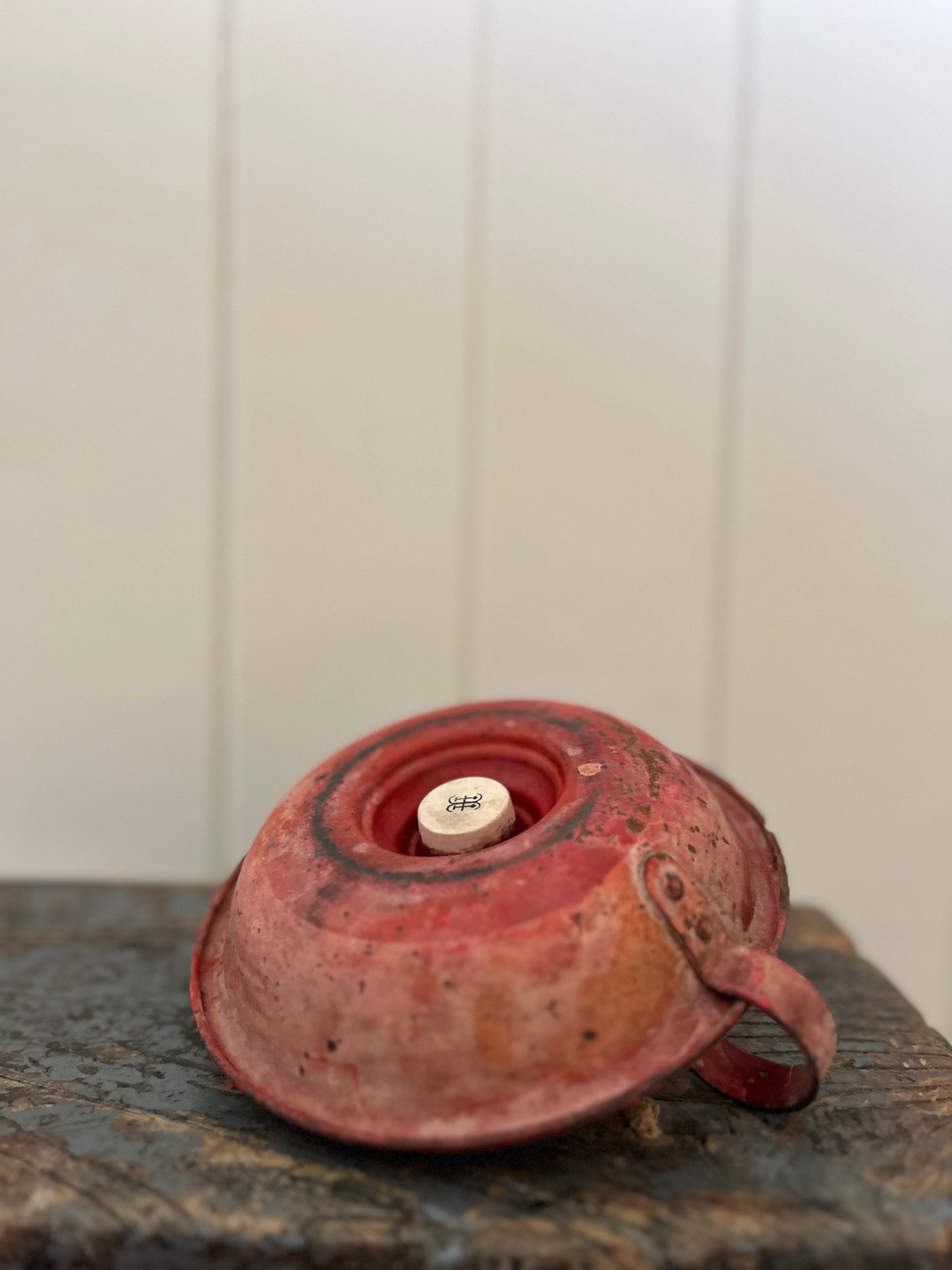 Vintage red candlestick holder