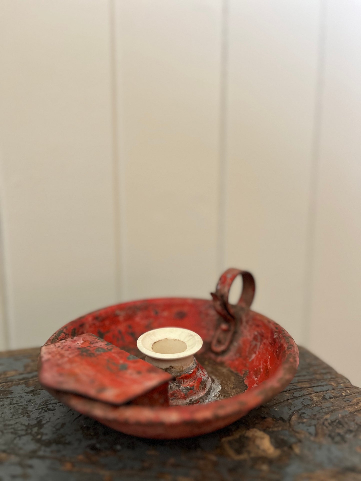 Vintage red candlestick holder