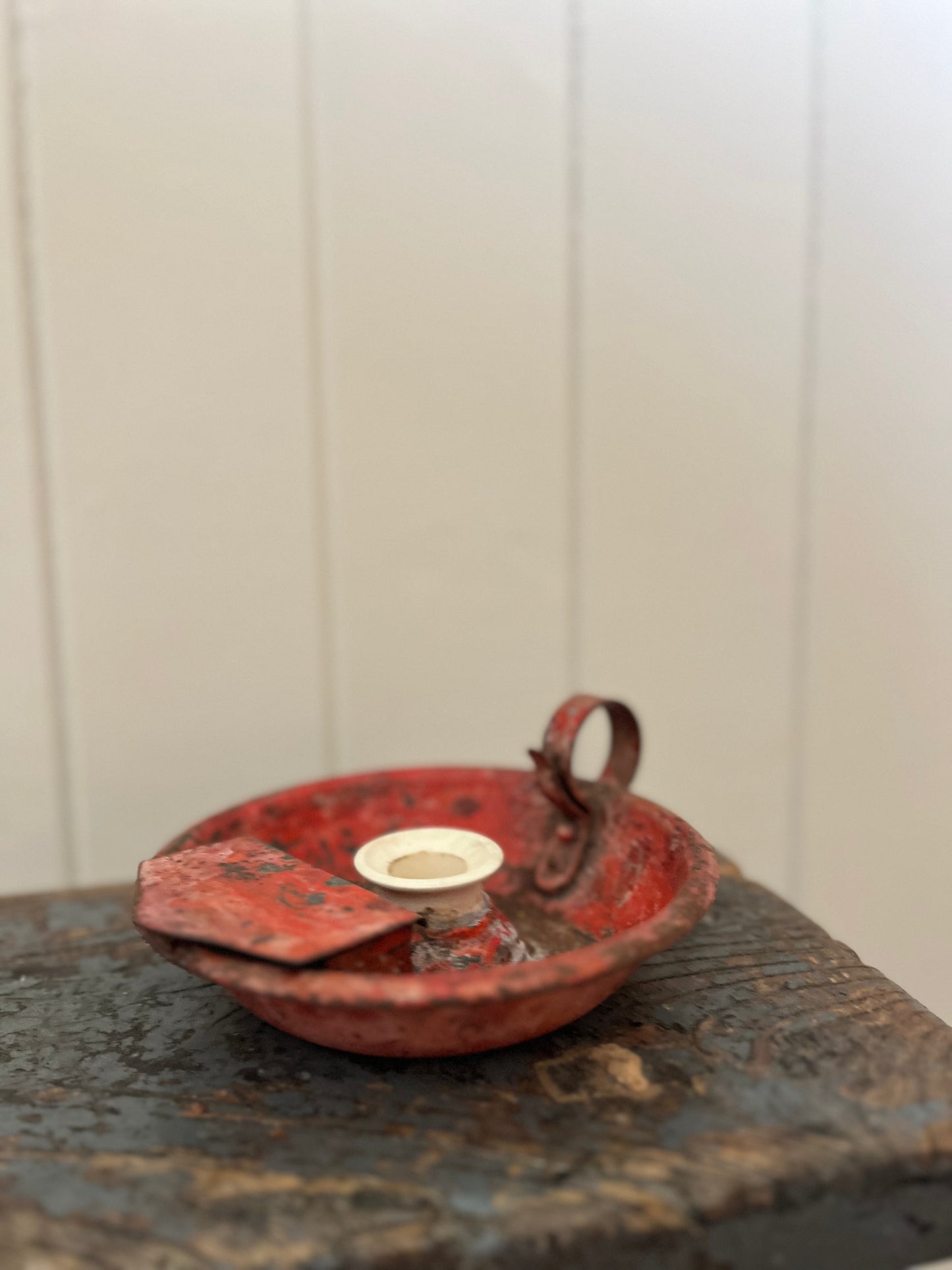 Vintage red candlestick holder