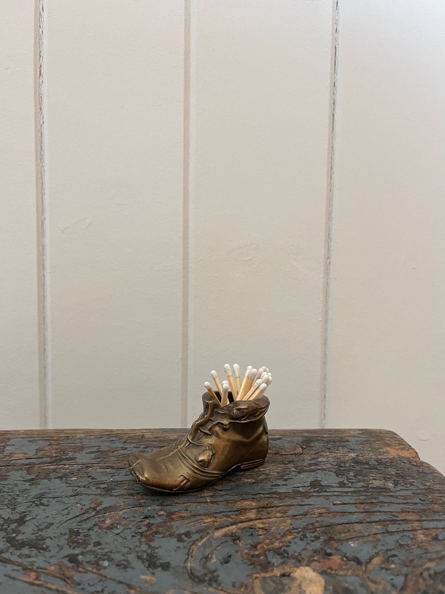 Brass boot matchstick holder