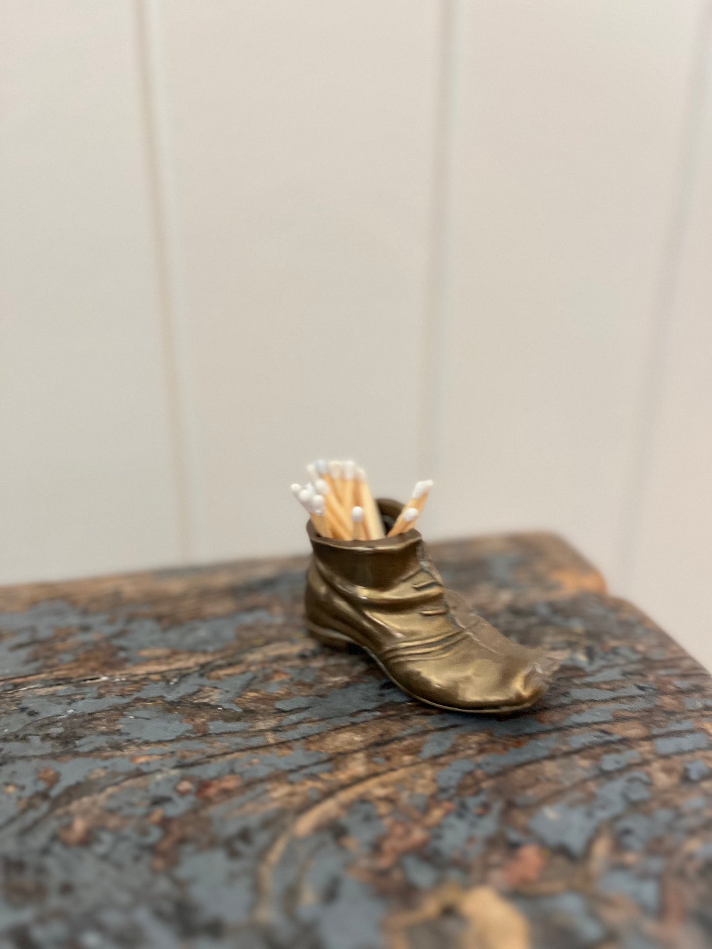 Brass boot matchstick holder