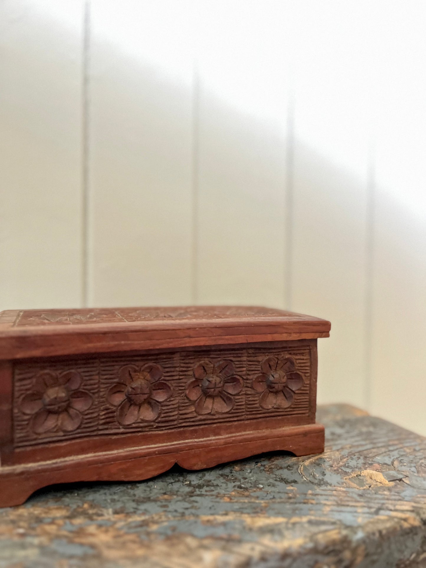 Hand-carved wooden box