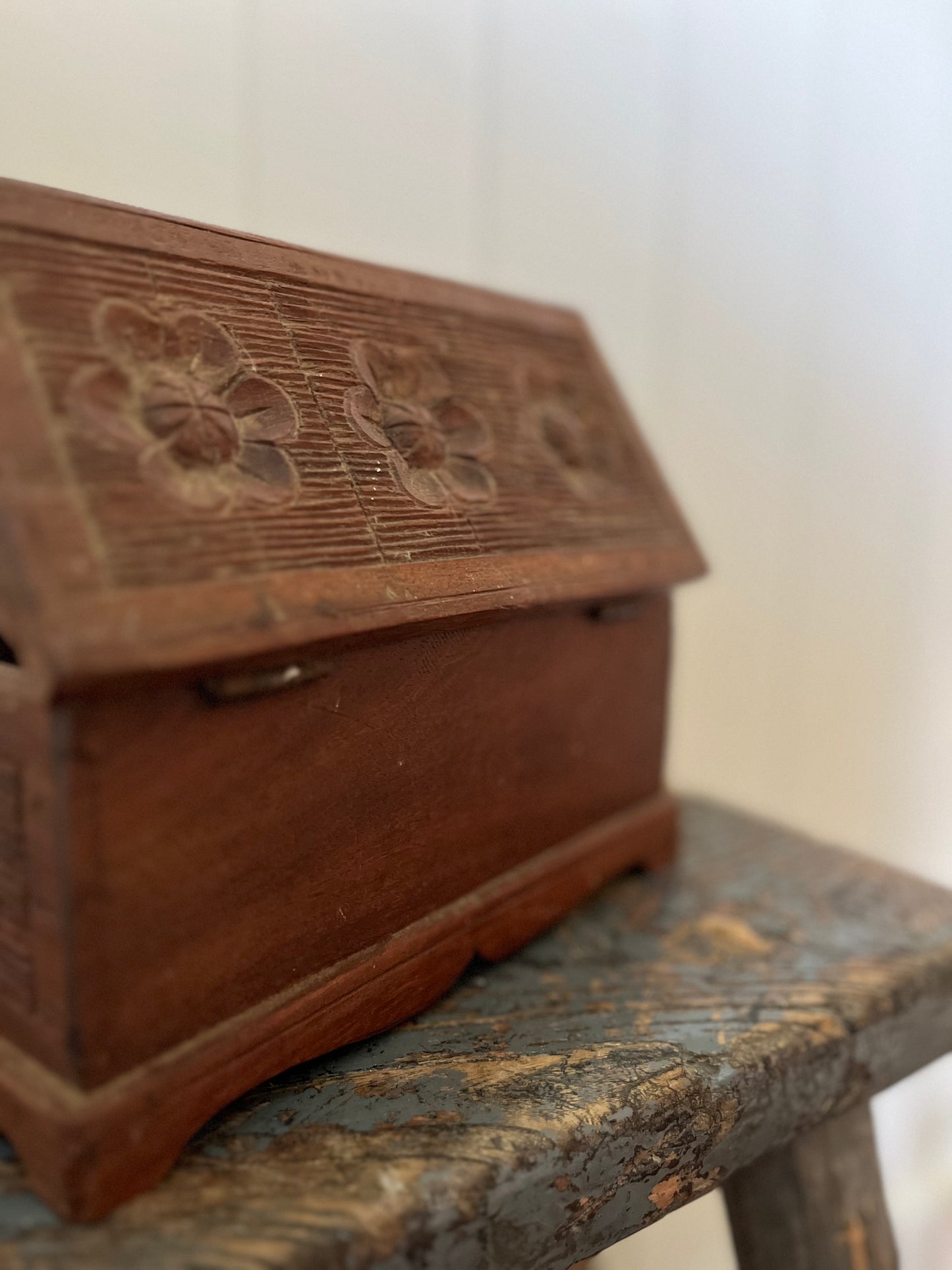 Hand-carved wooden box
