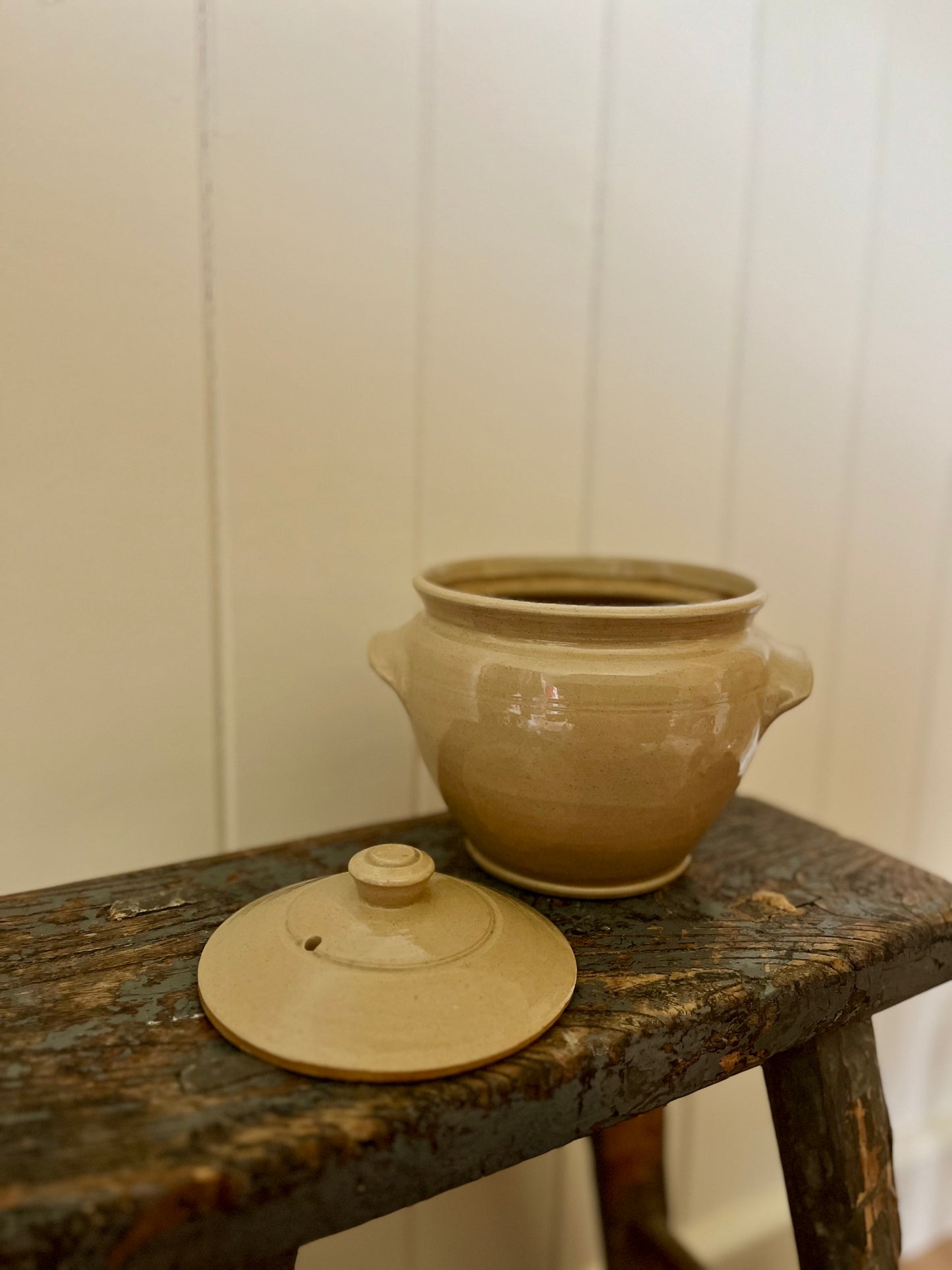 Vintage stoneware stew pot