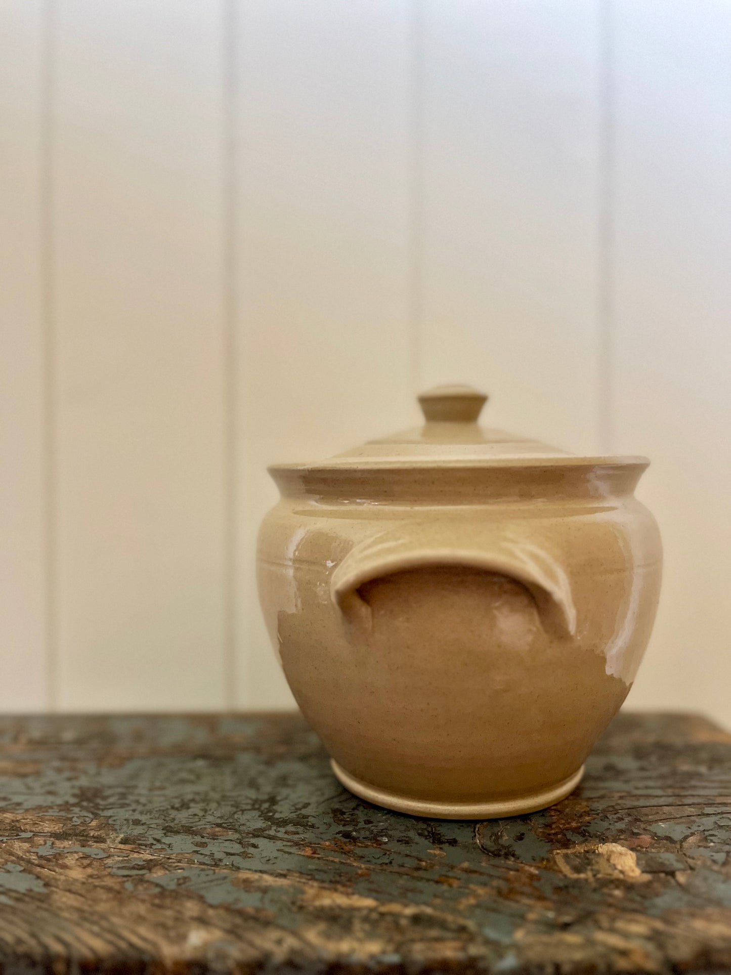 Vintage stoneware stew pot