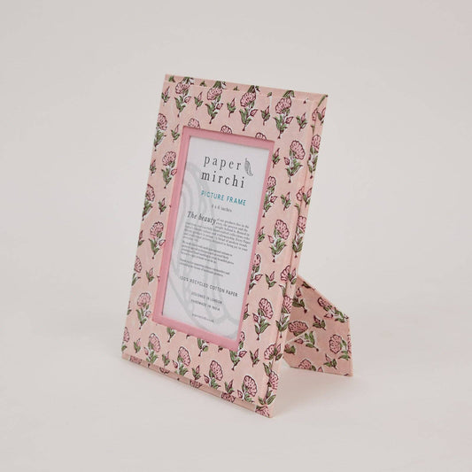 Block Printed Picture Frame 4 x 6 - Ditsy Floral Blush